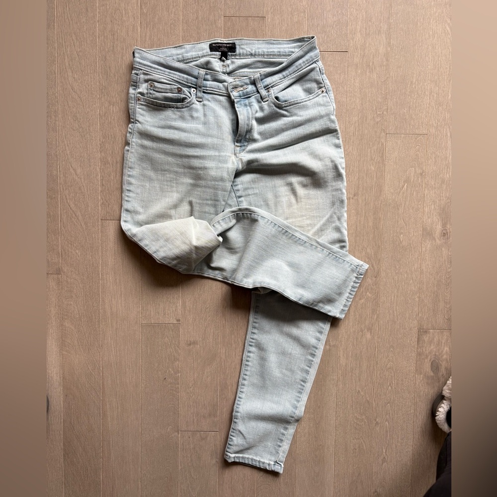 Banana Republic Blue Straight Leg Jeans with Distressed Details